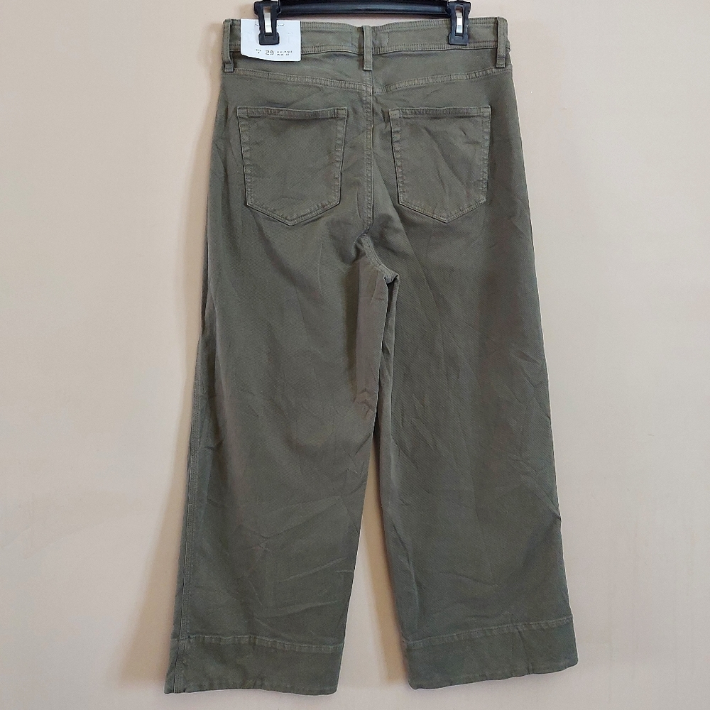 Loft high waist wide leg khaki cotton stretch pants Size 8 Khaki - Picture 6 of 11